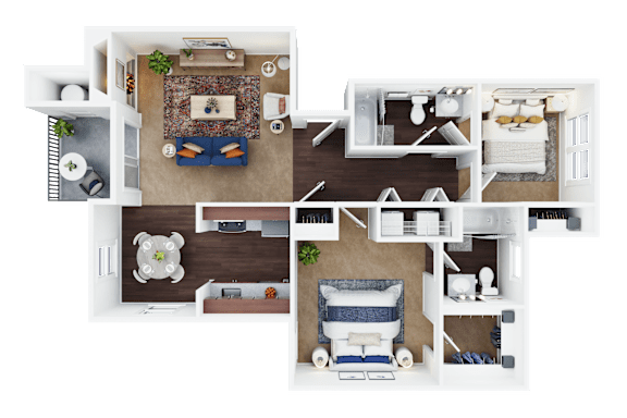 Mondavi floor plan 2 bed 2 bath 956 sq. ft. at Folsom Ranch, Folsom, CA, 95630
